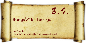 Benyák Ibolya névjegykártya