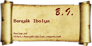 Benyák Ibolya névjegykártya